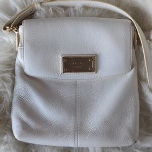 White leather DKNY crossbody / shoulder bag